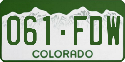 CO license plate 061FDW