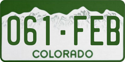 CO license plate 061FEB