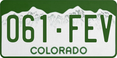 CO license plate 061FEV