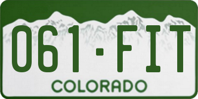 CO license plate 061FIT
