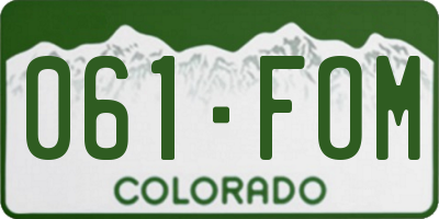 CO license plate 061FOM