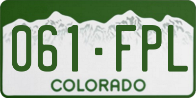 CO license plate 061FPL