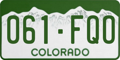 CO license plate 061FQO