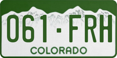 CO license plate 061FRH