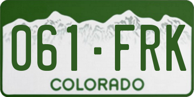 CO license plate 061FRK
