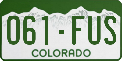 CO license plate 061FUS
