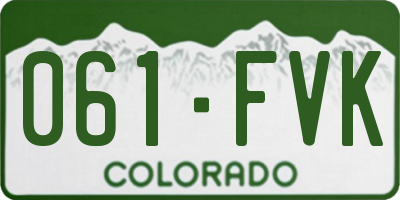 CO license plate 061FVK