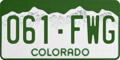 CO license plate 061FWG