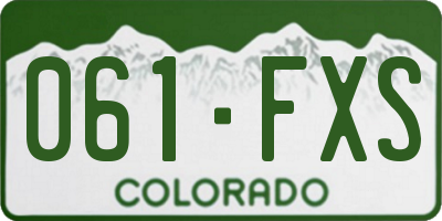 CO license plate 061FXS