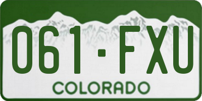 CO license plate 061FXU