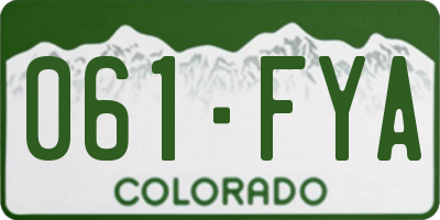 CO license plate 061FYA