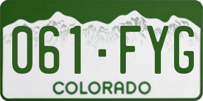 CO license plate 061FYG