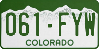 CO license plate 061FYW