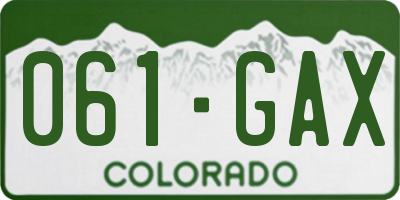 CO license plate 061GAX