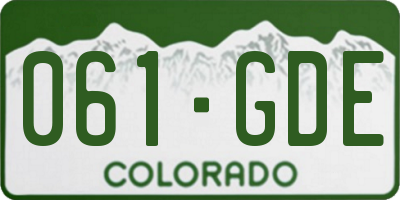CO license plate 061GDE
