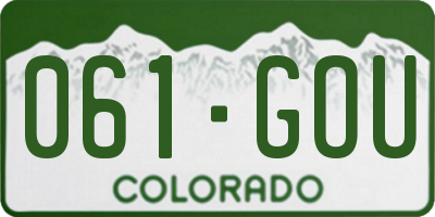 CO license plate 061GOU