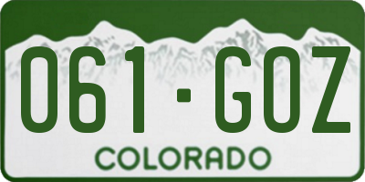 CO license plate 061GOZ