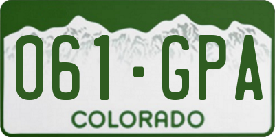 CO license plate 061GPA