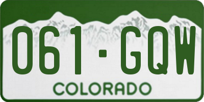 CO license plate 061GQW