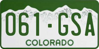 CO license plate 061GSA