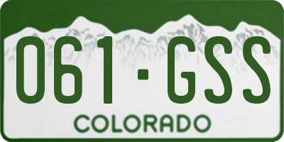 CO license plate 061GSS