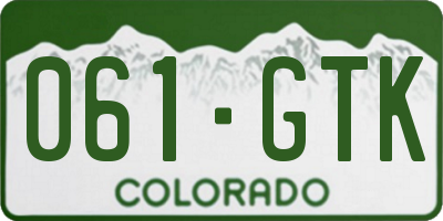 CO license plate 061GTK