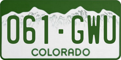 CO license plate 061GWU