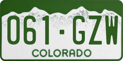 CO license plate 061GZW