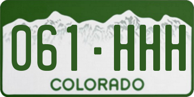 CO license plate 061HHH