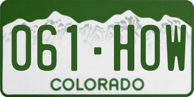 CO license plate 061HOW