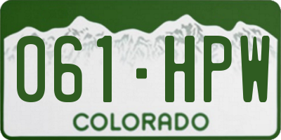 CO license plate 061HPW