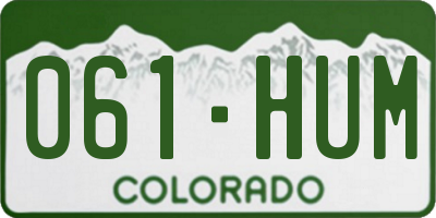 CO license plate 061HUM
