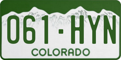 CO license plate 061HYN