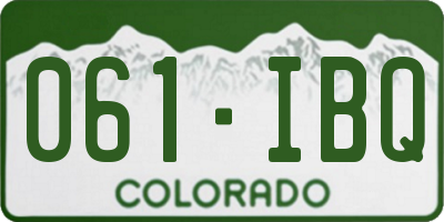 CO license plate 061IBQ