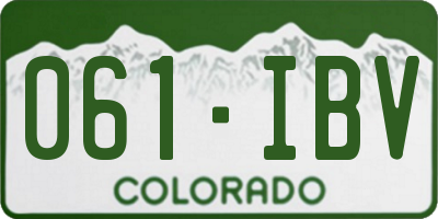 CO license plate 061IBV