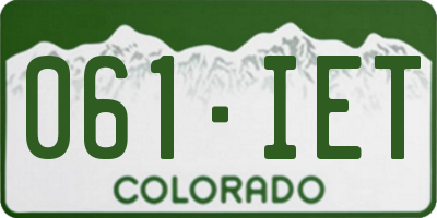 CO license plate 061IET