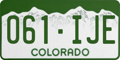 CO license plate 061IJE