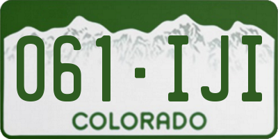 CO license plate 061IJI