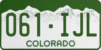CO license plate 061IJL