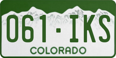 CO license plate 061IKS