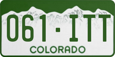 CO license plate 061ITT