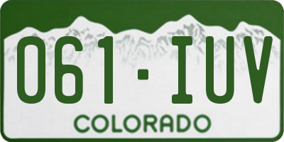 CO license plate 061IUV