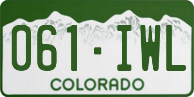 CO license plate 061IWL