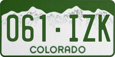 CO license plate 061IZK