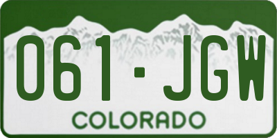 CO license plate 061JGW