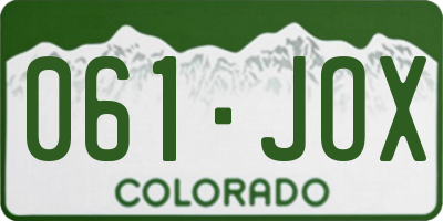 CO license plate 061JOX