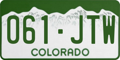 CO license plate 061JTW