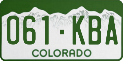 CO license plate 061KBA