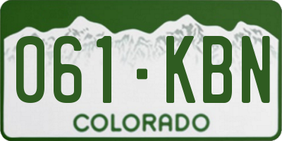 CO license plate 061KBN