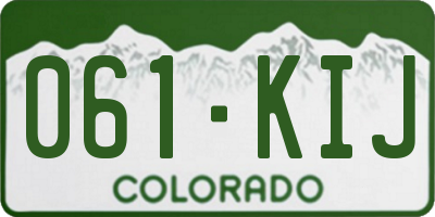 CO license plate 061KIJ